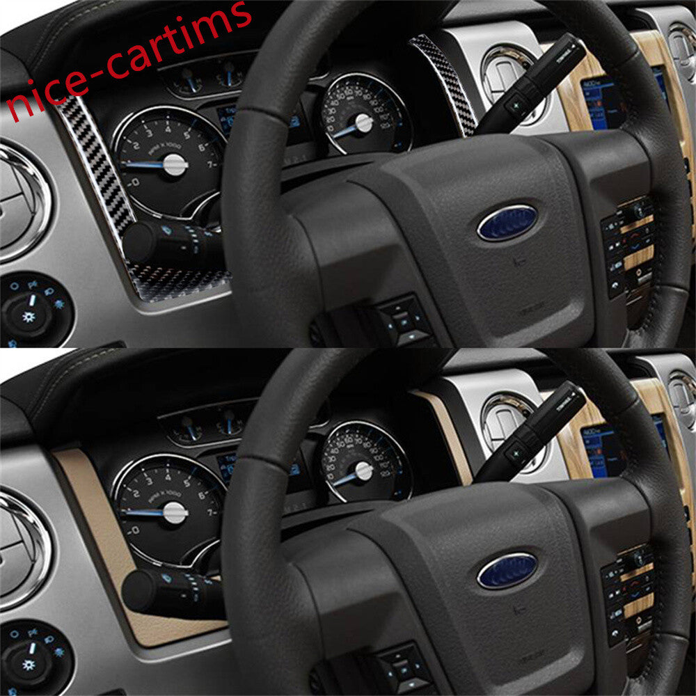 2¡ÁSoft Carbon Fiber Dashboard Speedometer Panel Trim Fit for Ford F150 2009-2014