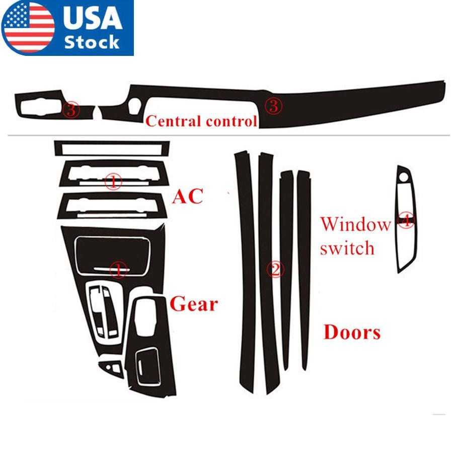 Black Carbon Fiber Look Interior DIY Decor Sticker for BMW 5 Series F10 2011-17 Q