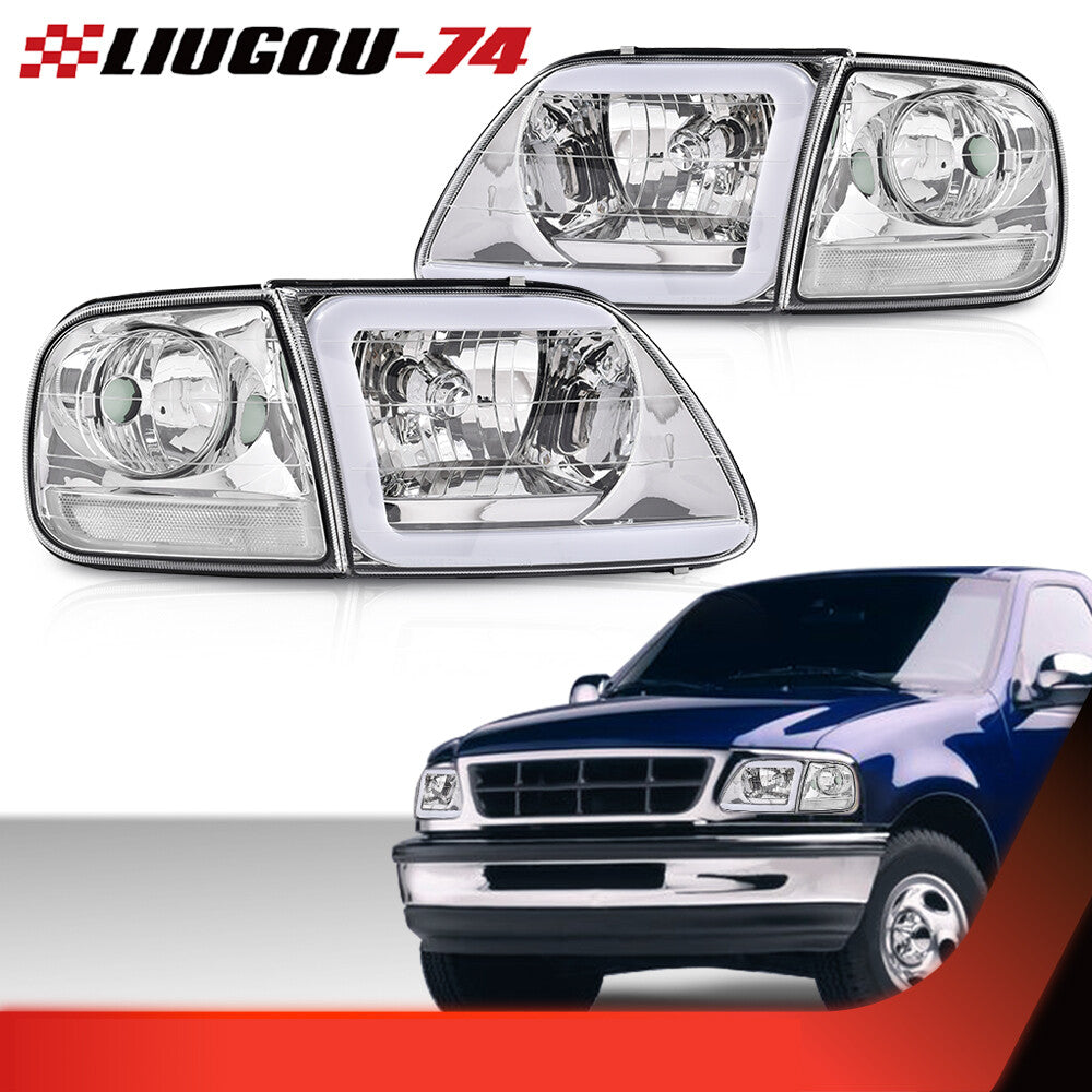 Chrome/transparent LED DRL headlights and corner lights suitable for 97-04 Expedition- v
