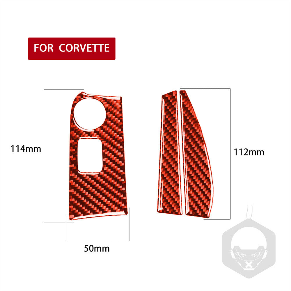 3¡ÁRed Carbon Fiber GPS Navigation Side Cover for Chevrolet for Corvette C7 2014-2019