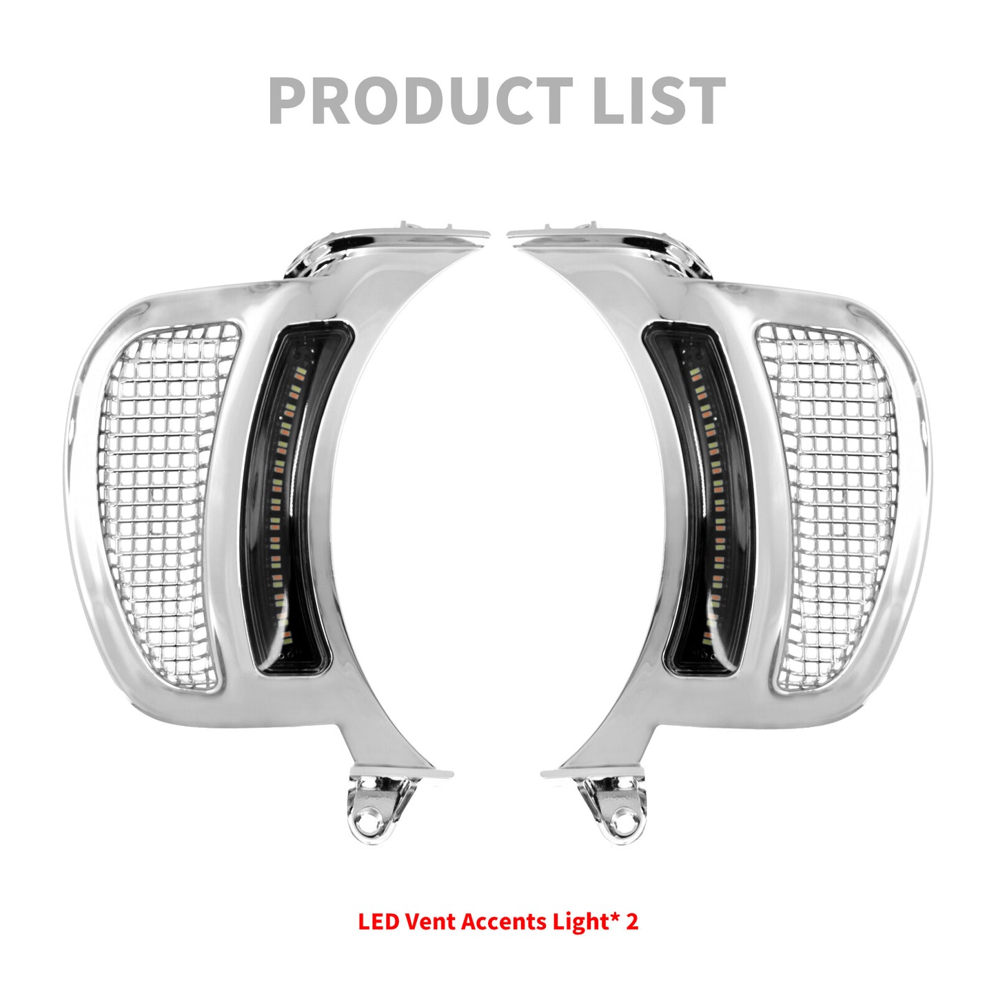 Chrome Headlight Vent Accent Running Turn Signal LED Light for Harley Road Glide Q