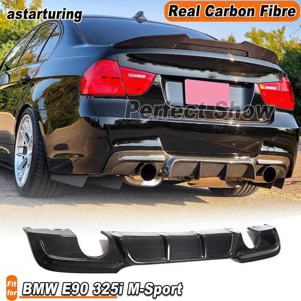 Fit for BMW E90 M-Sport 325i 335i REAL Carbon Rear Bumper Diffuser Lip Spoiler