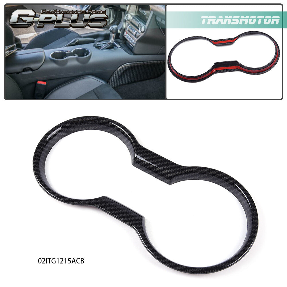 Fits 2015 - 2021  for ford  for Mustang Carbon Fiber Exterior Center Console Cup Holder Decorative Cover