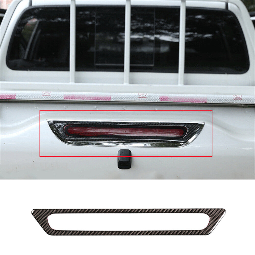 For T@yota Hilux Revo 2015-2021 Carbon Fiber Rear Tailgate Brake Light Lamp Trim