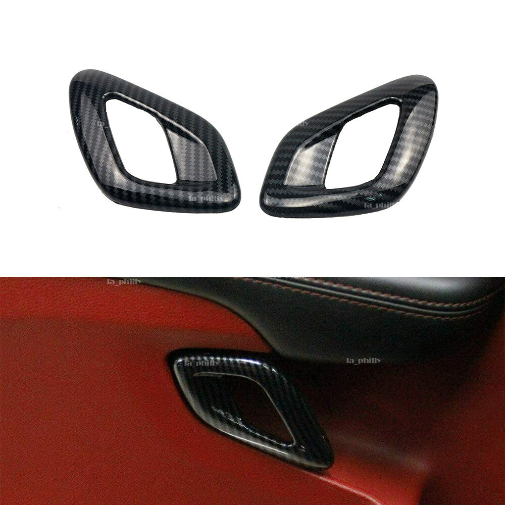 2Pcs Inner Door Handle Cover Trim Carbon Fiber Style for Dodge for Challenger 15-19