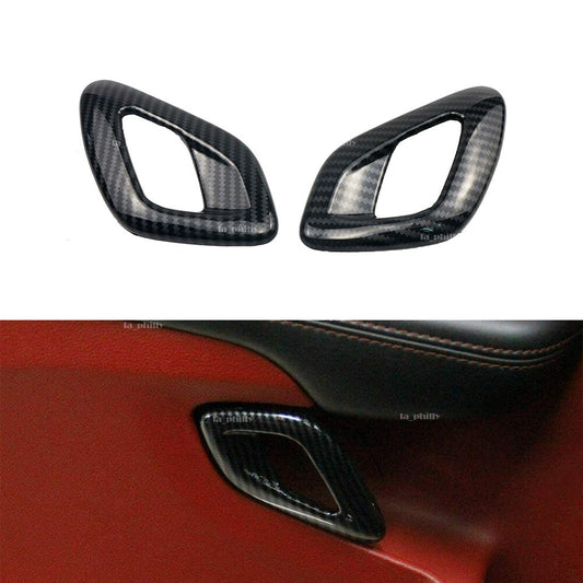 2Pcs Inner Door Handle Cover Trim Carbon Fiber Style for Dodge for Challenger 15-19
