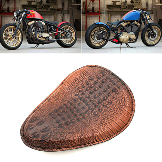 Brown Crocodile PU Leather Solo Drive for Seat for Harley Chopper Bobber Custom Q