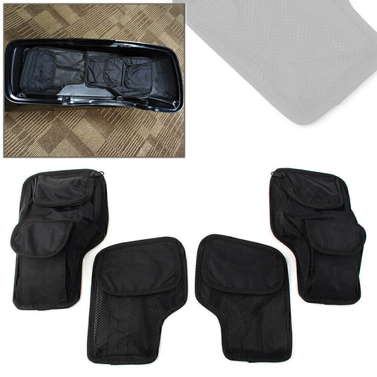 Hard Saddle Bags Trunk Wall Organizer Bag Fit for Harley Electra Glide 1996-UP Black Q