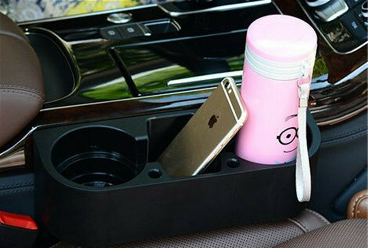 Car Cup Holder Extender Auto Drink Rack Organizer for Seat Gap Storage Box Black