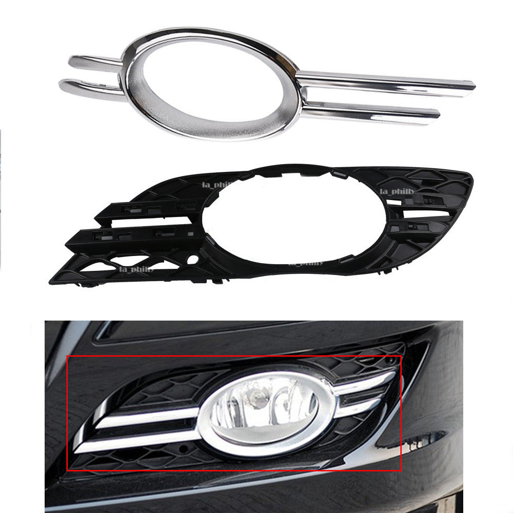 Set LR Fog Light Bumper Cover Grill Chrome Trim for Mercedes 07-09 E-CLASS W211