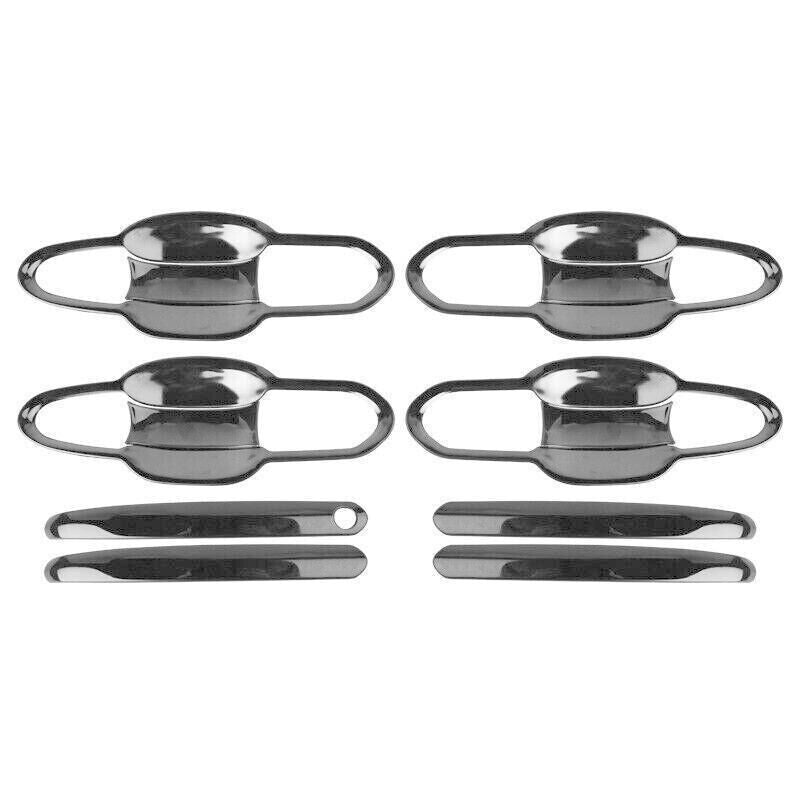 Black Steel Outside Door Handle Bowl Cover Trim for Toyota Highlander 20-2024