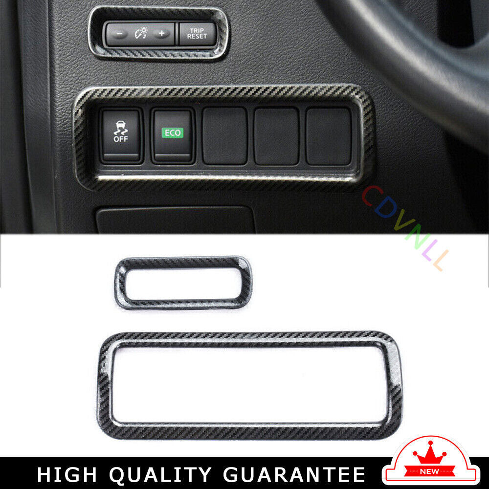 Headlight Button Frame Cover Trim 2 for Nissan Murano 15-21 Steel Carbon Fiber