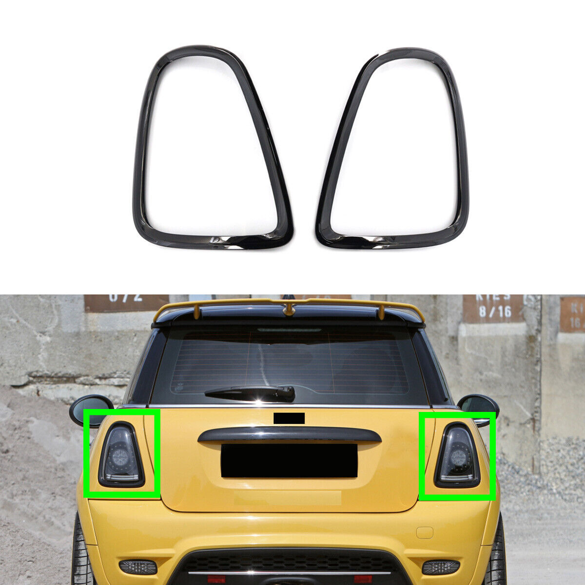 Gloss Black Pair Tail Light Cover Trim for Mini Cooper R56 R57 R58 R59 2007-2013