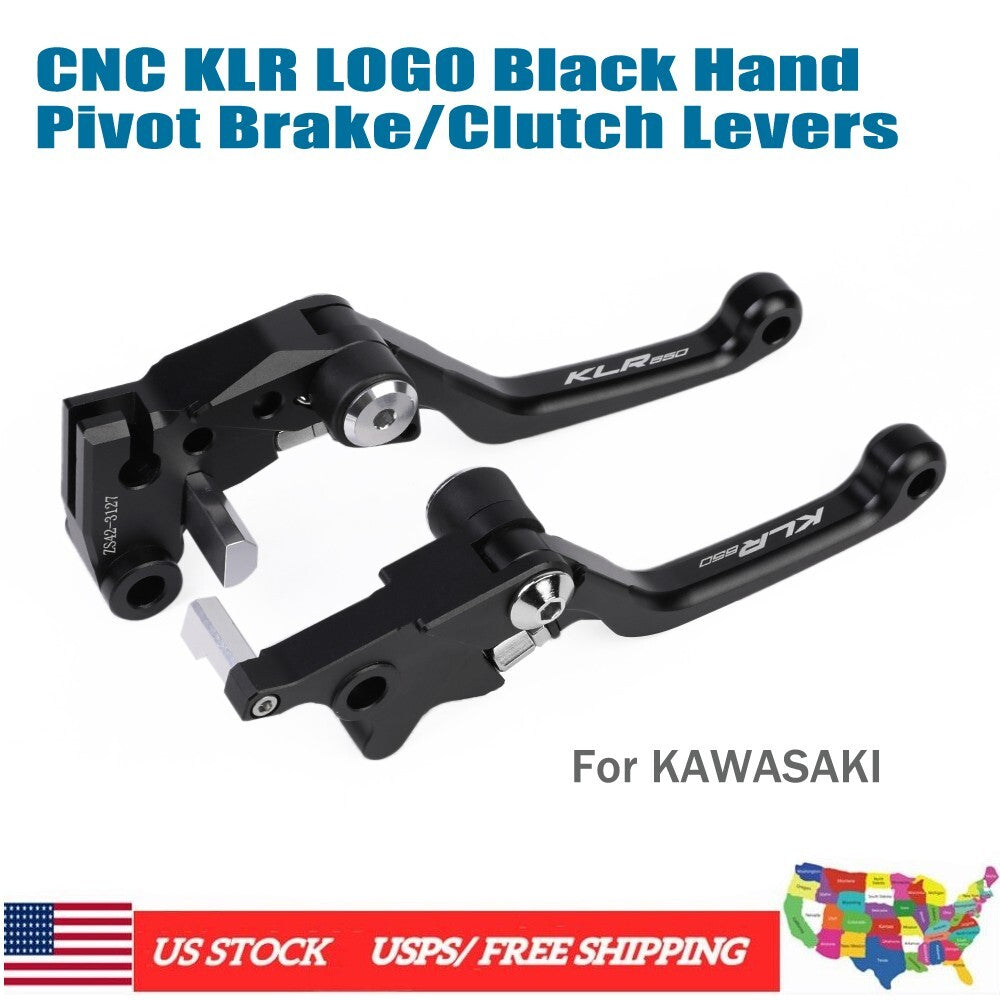 CNC KLR LOGO Black Hand Pivot Brake/Clutch Levers for KAWASAKI KLR 650 2008-2024 Q