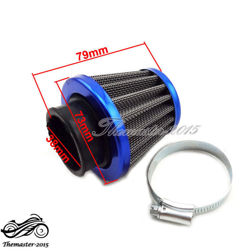Blue 38mm Air Filter Performance For Chinese GY6 50cc QMB139 Moped Scooter Q