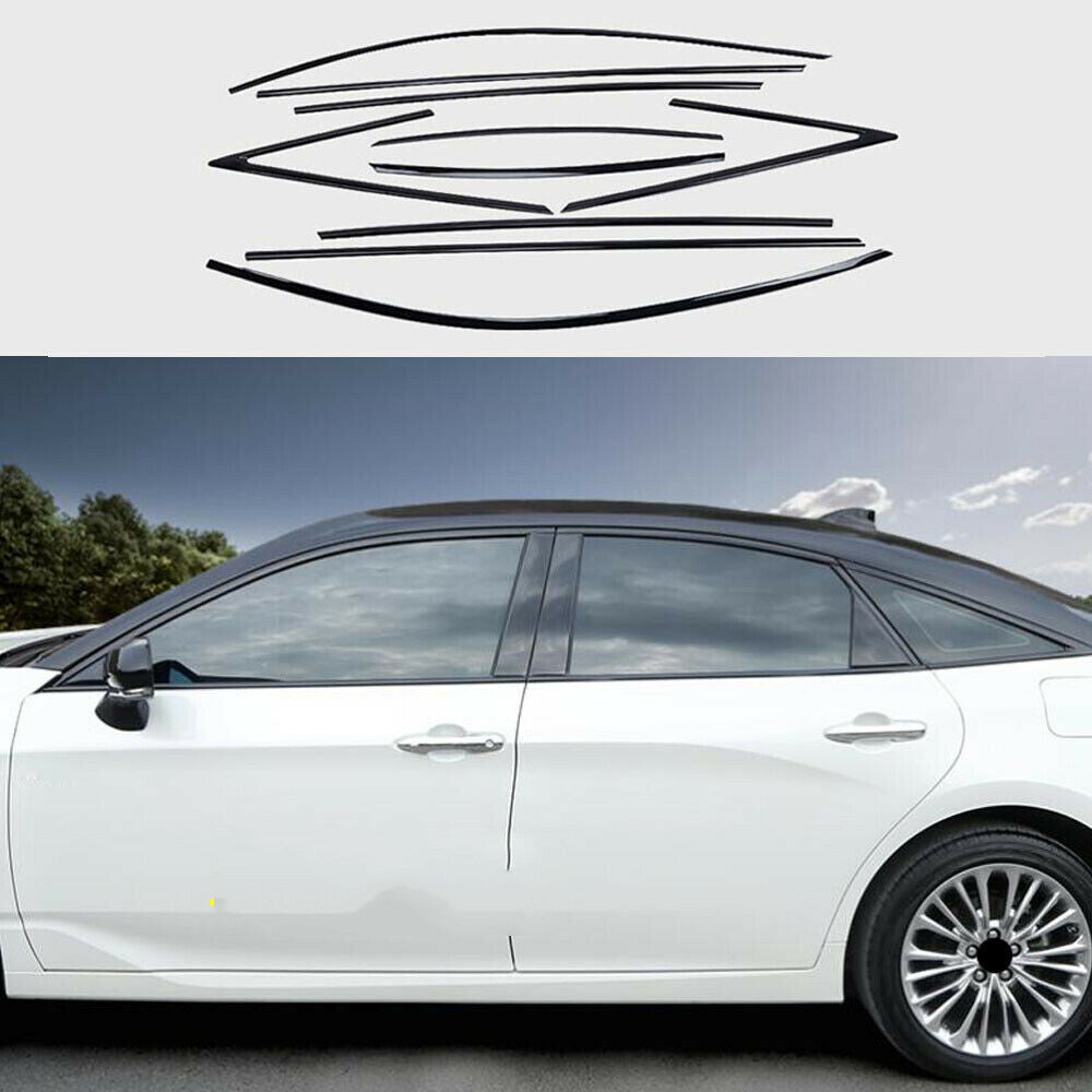 10P for Toyota for Avalon 2019-2021 Glossy Black Window Sill Strip Trim Cover Steel