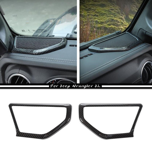For 2018-2023 for Jeep for Wrangler JL Carbon Fiber A-Pillar Speaker Cover Trim Bezel 2P v
