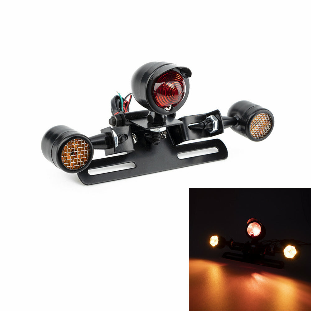 Black Tail Brake Light With Grill Turn Signal Light for Honda Cafe Racer Custom Q