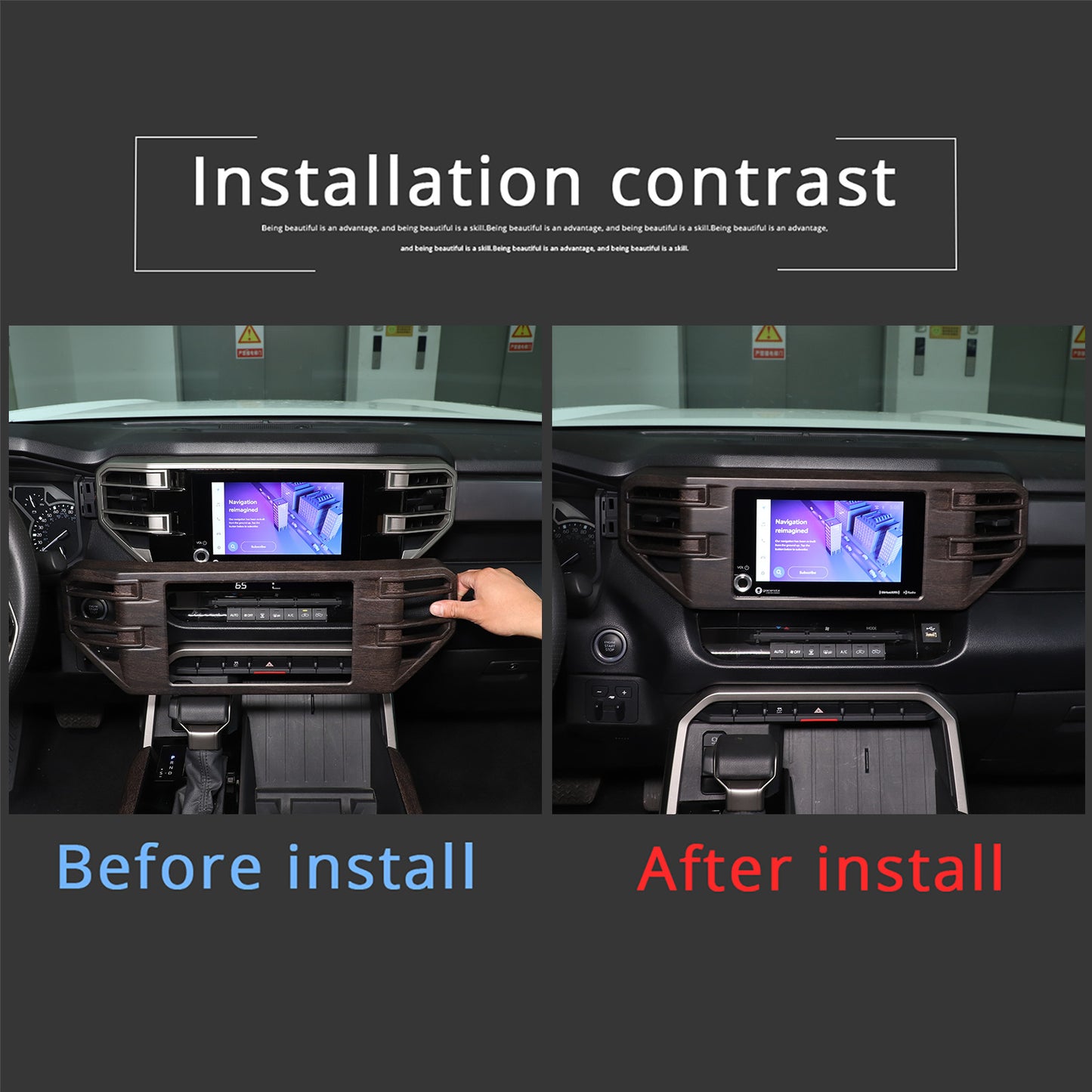 4-Piece Carbon Fiber Inner Handle Trim Frame Trim for Tacoma 2005-15- v