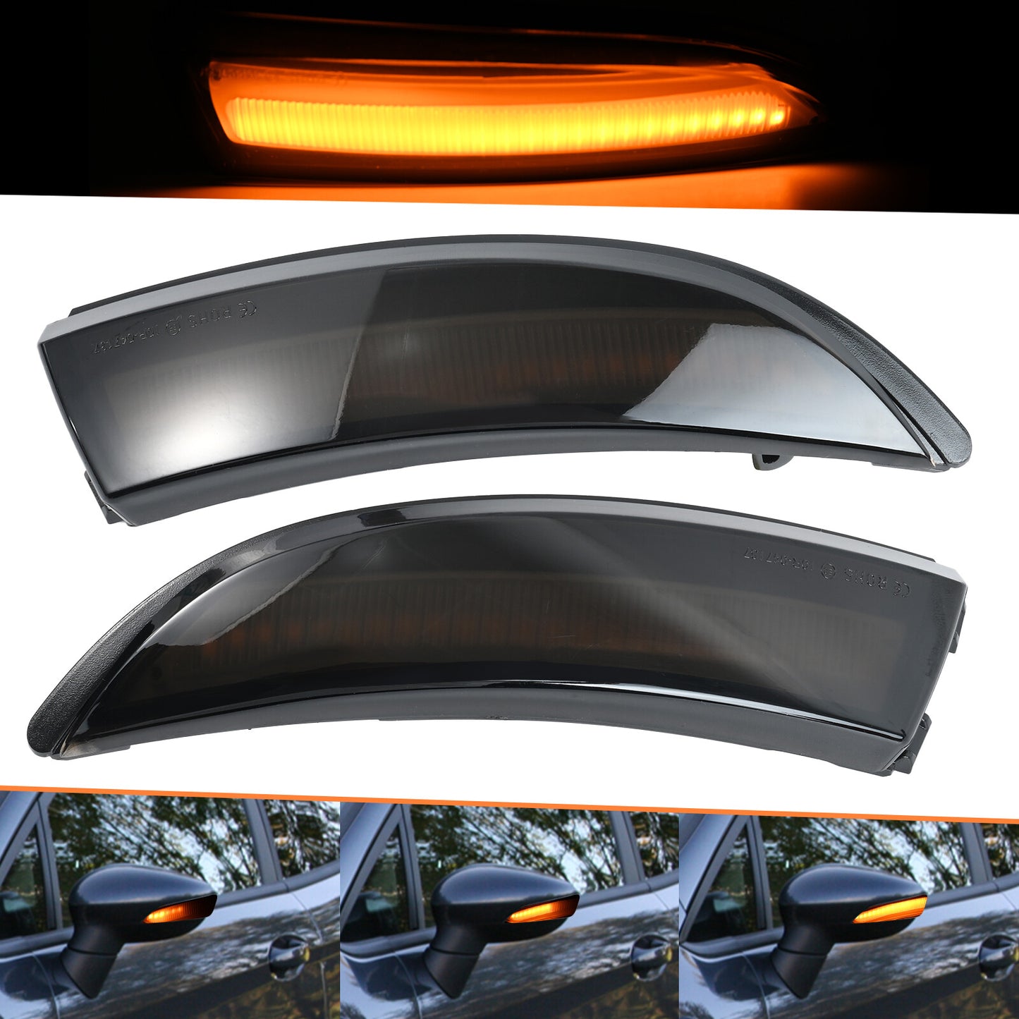 2x Dynamic LED Side Mirror TurnSignal Light for Ford Fiesta MK7 B-Max 2008-2017