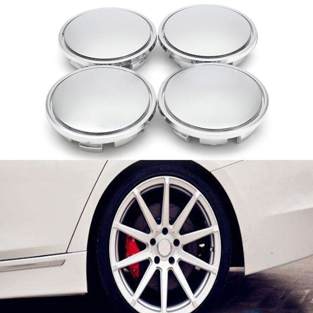 4Pcs Chrome Car Wheel Center Caps Tyre Rim Hub Cap Cover ABS Plastic Replacement n