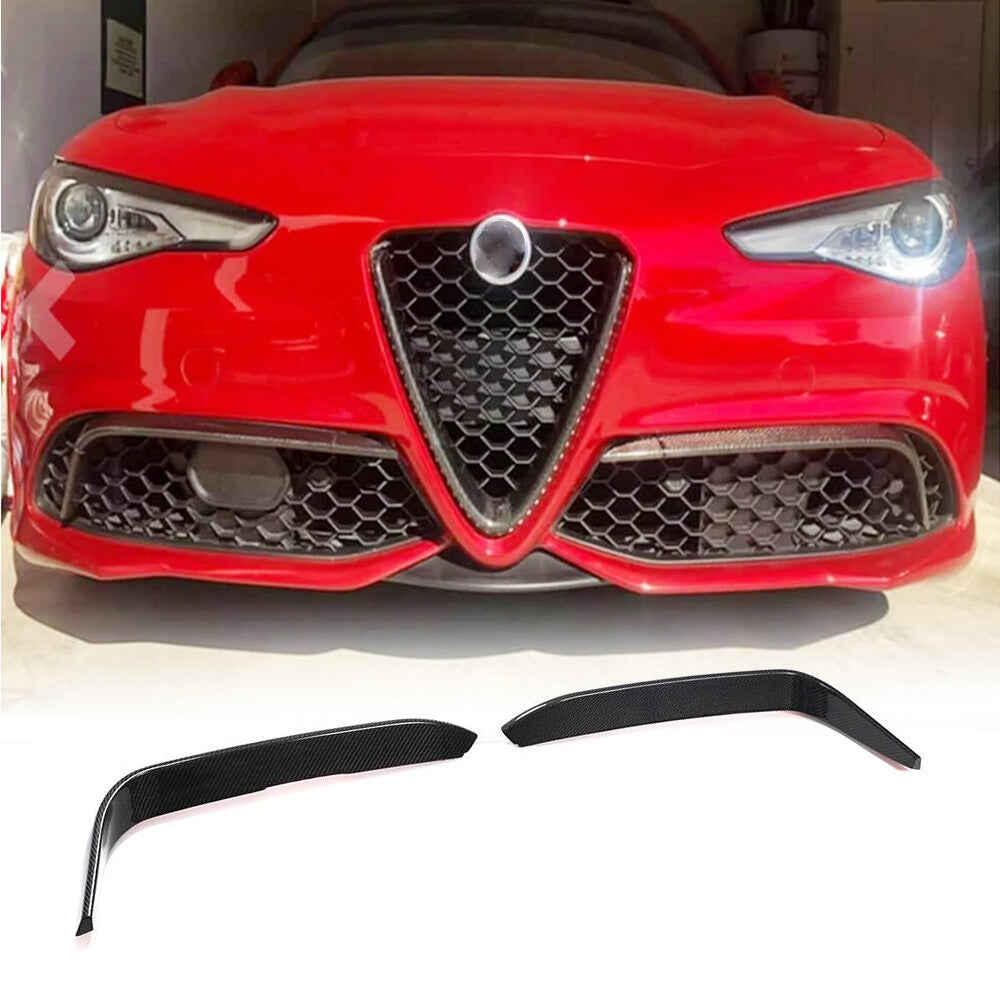 for Alfa Romeo Giulia Sport 16-21 Real Carbon Front Bumper Fins Splitter Canard