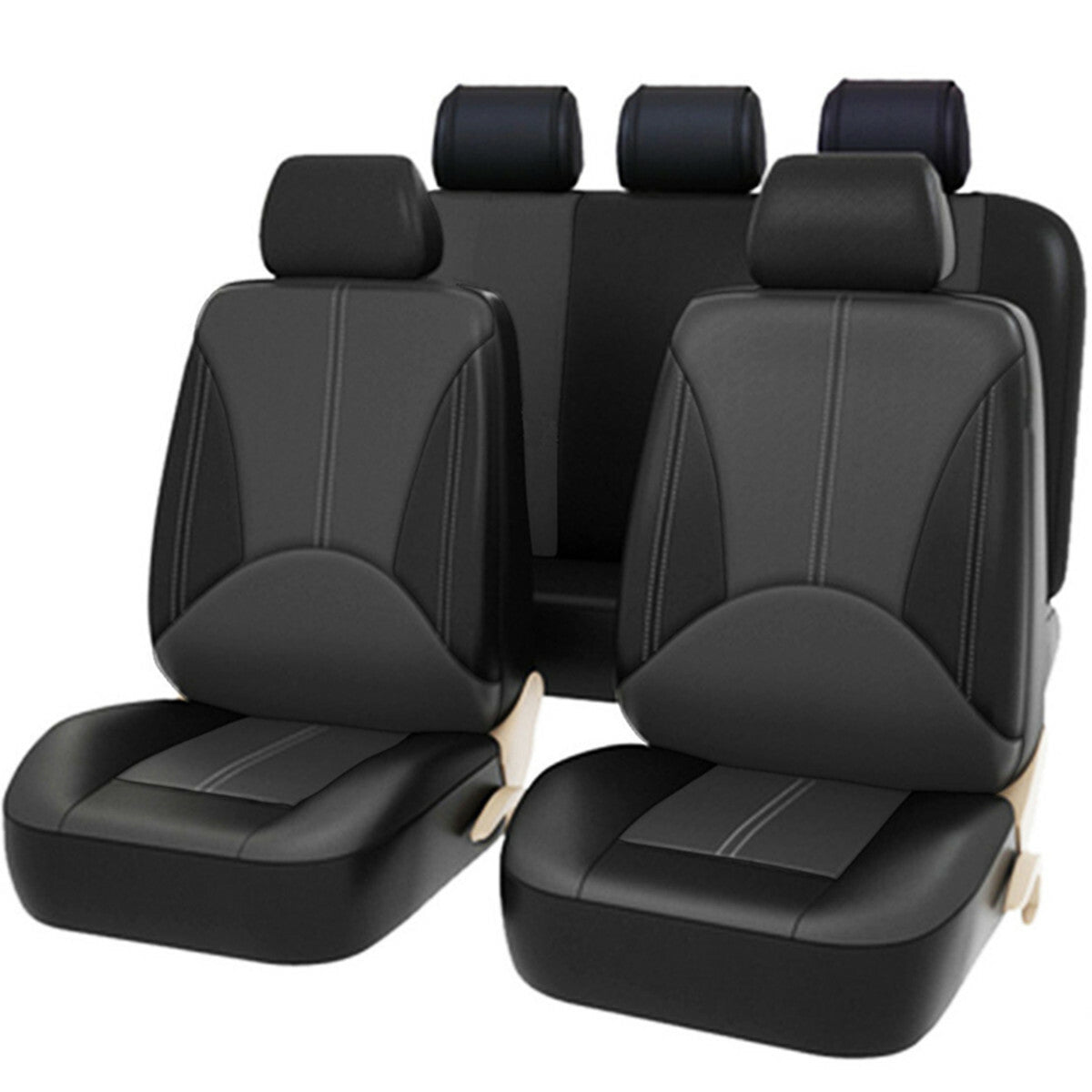 5-seats Car Truck for Seat Cover Protector Cushion Front Rear Full Set PU Leather Q