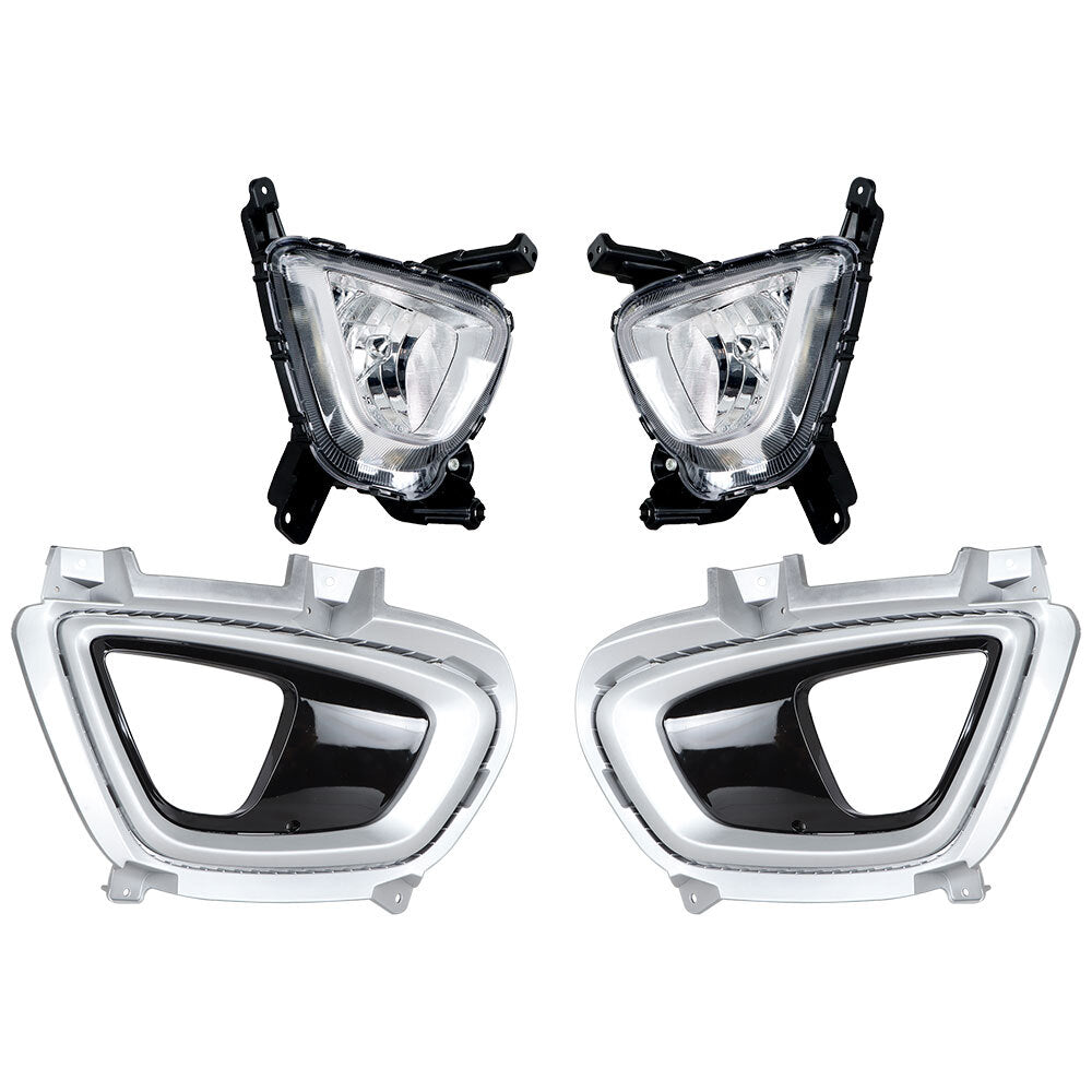 A pair of front transparent lens fog lights, left + right, applicable to 2016-2017 for Kia Sorento. n