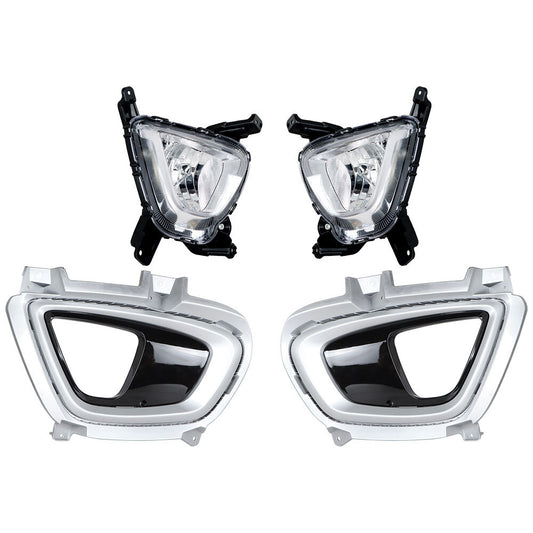 A pair of front transparent lens fog lights, left + right, applicable to 2016-2017 for Kia Sorento. n