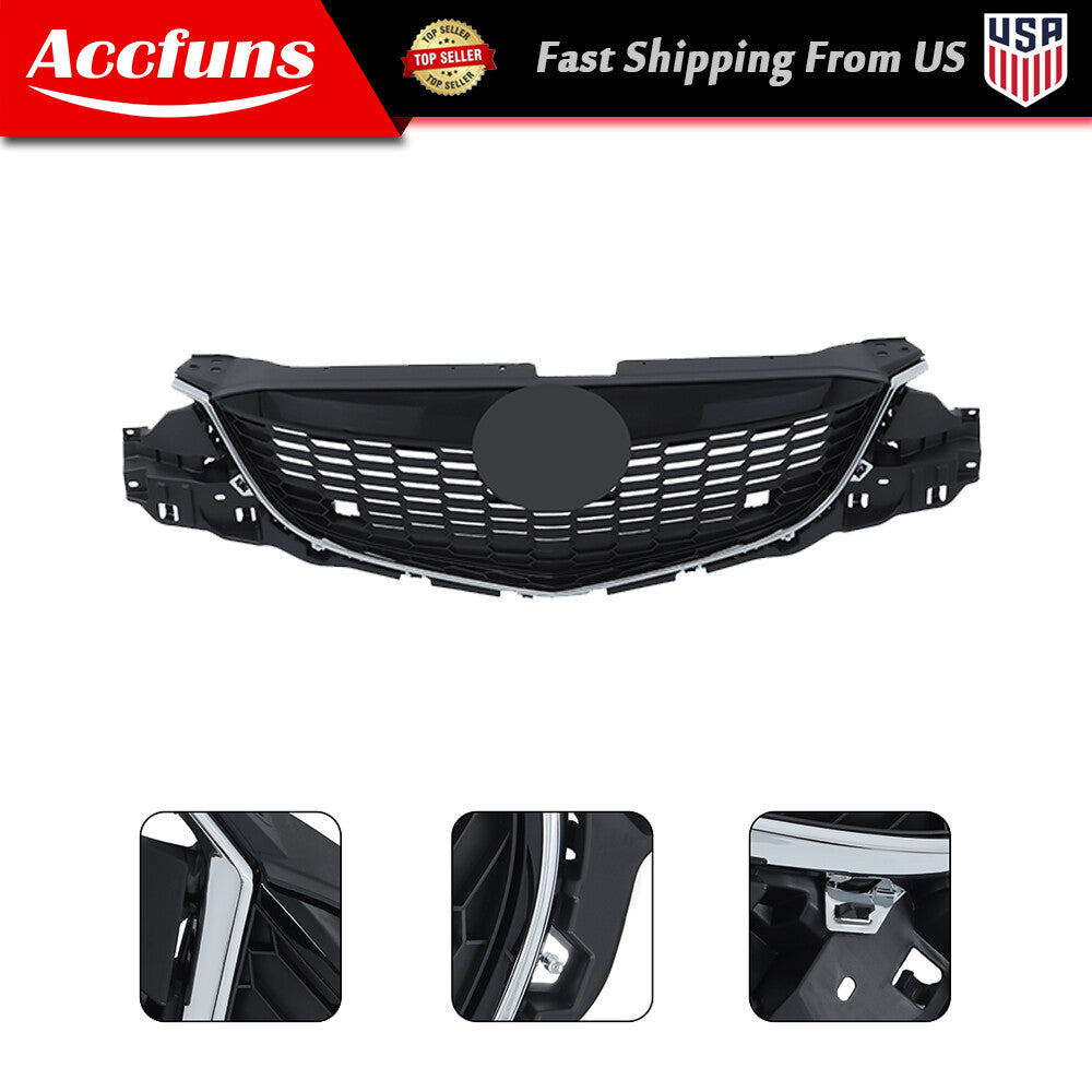 Applicable to 2013 for Mazda CX-5 MA1200187, front bumper upper grille, black chrome plastic. n