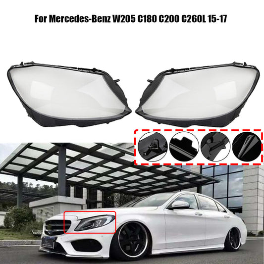 Headlight cover/protective cover LH+RH suitable for Mercedes-Benz W205, C180, C200, C260L/280/300. 2014-2017