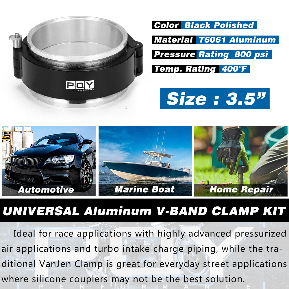 3.5'' 90mm Aluminum HD V-Band Clamp Quick Release for Intercooler Intake Pipes