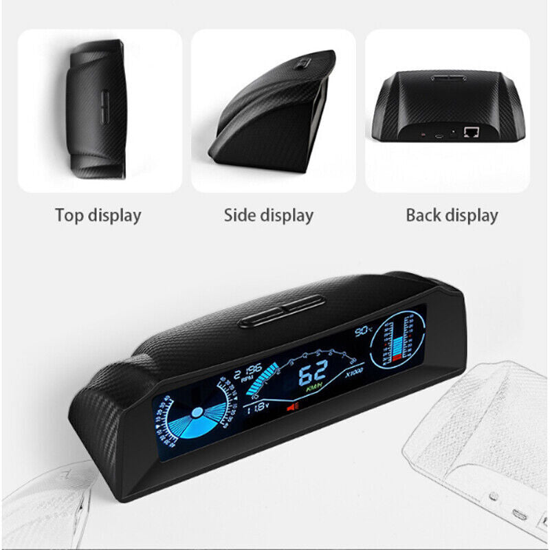OBD2 Car Dash Head Up Display Speedometer for Smart Slope Meter Inclinometer Compass v