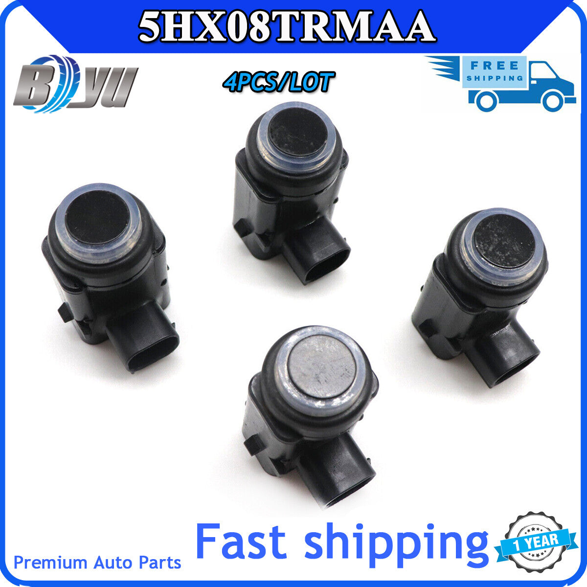 4-Piece Parking Sensor 3-Pin Front PDC Ultrasonic for Jeep Grand Cherokee 5HX08TRMAA- v