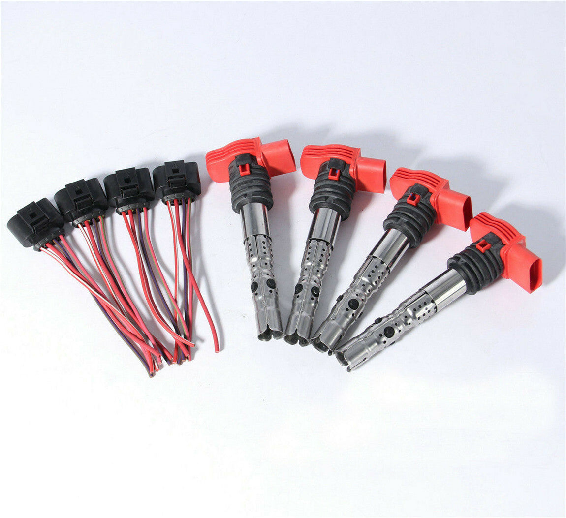 4X Red Ignition Coil Plug Kit Fit for AUDI for A4 for A6 for A8 3.0 V6 06C905115L