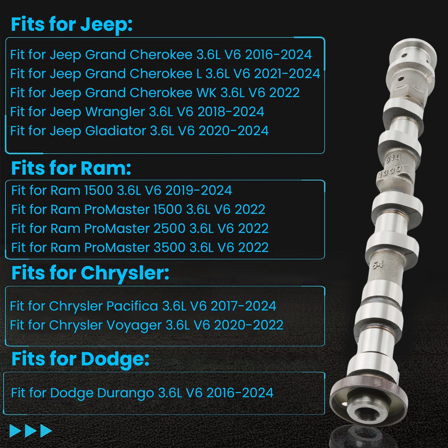 5048029AD for Chrysler for Dodge for Jeep for Ram 3.6L 2016-2024 Exhaust Camshaft Left Side