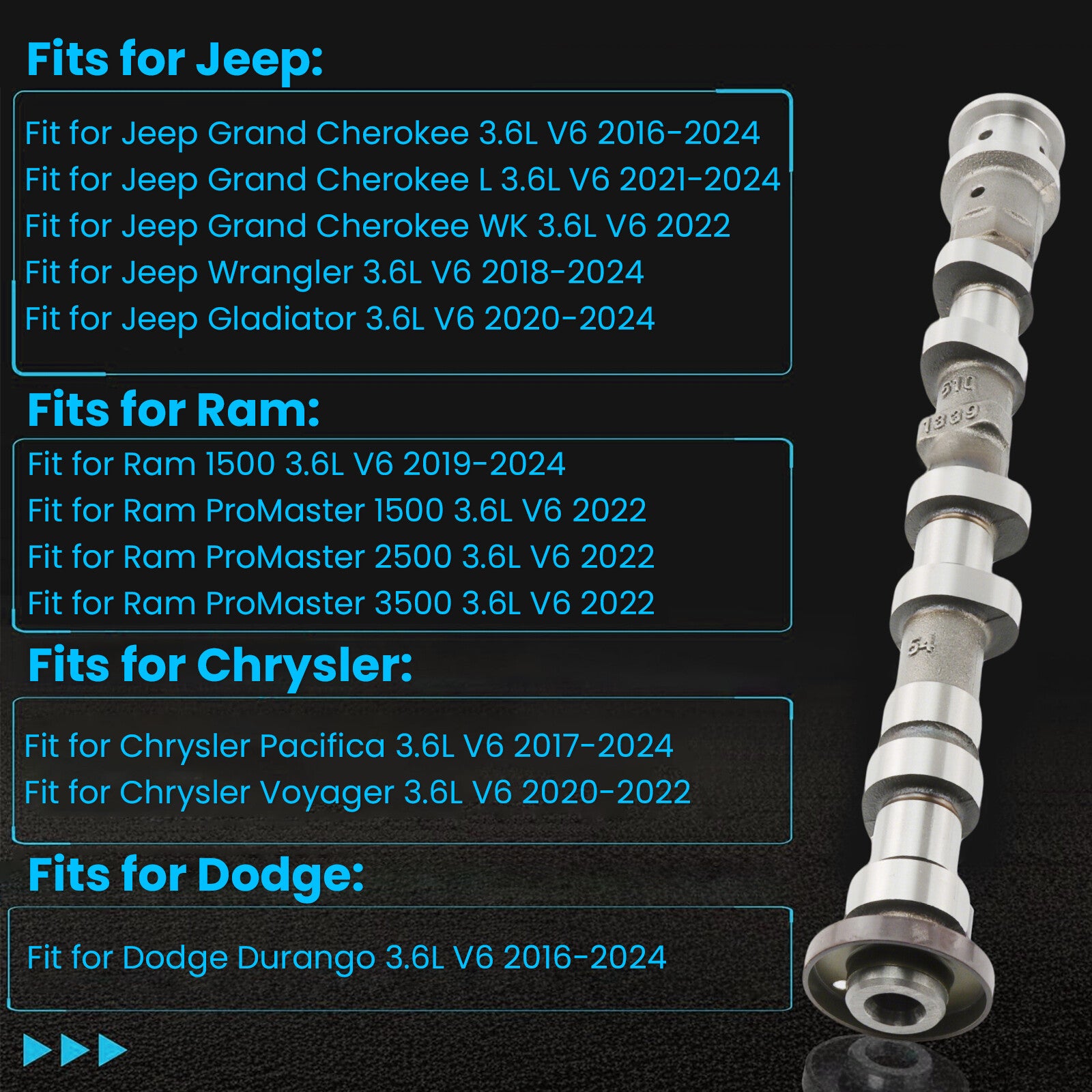 5048029AD for Chrysler for Dodge for Jeep for Ram 3.6L 2016-2024 Exhaust Camshaft Left Side