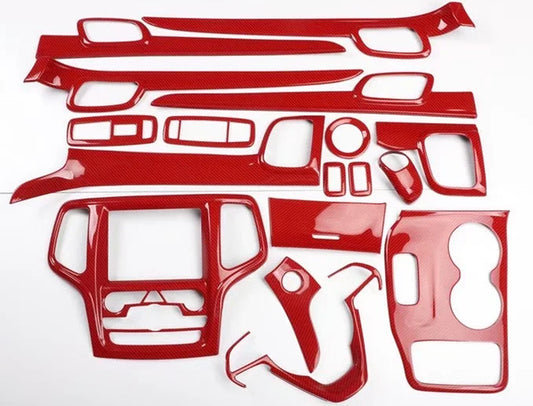 Red Carbon Fiber Interior Kit Cover Trims for Jeep Grand Cherokee 2014-2018-2019