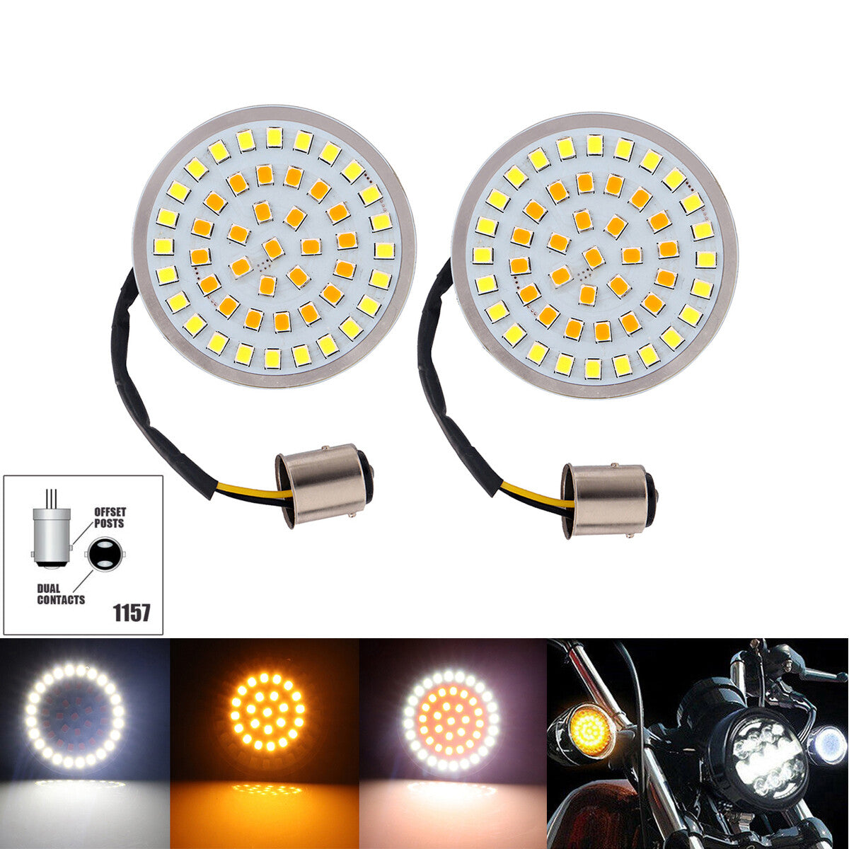 LED 1157 turn signal smoke lens for Harley Touring Softtail Amber White
