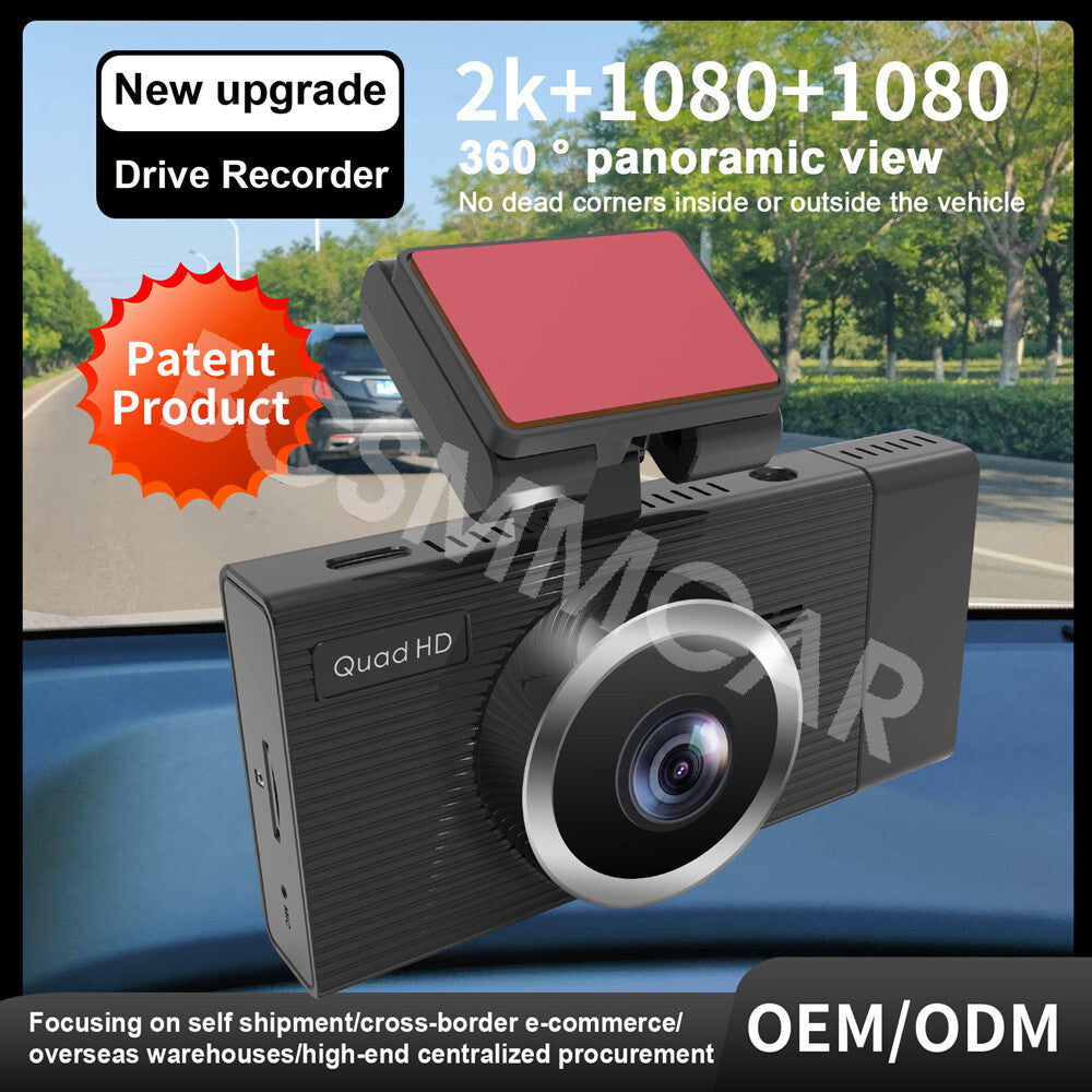 3in Dash Cam 3-Lens Camera WiFi HD 1080P Loop Record Wide-Angle For Car Truck