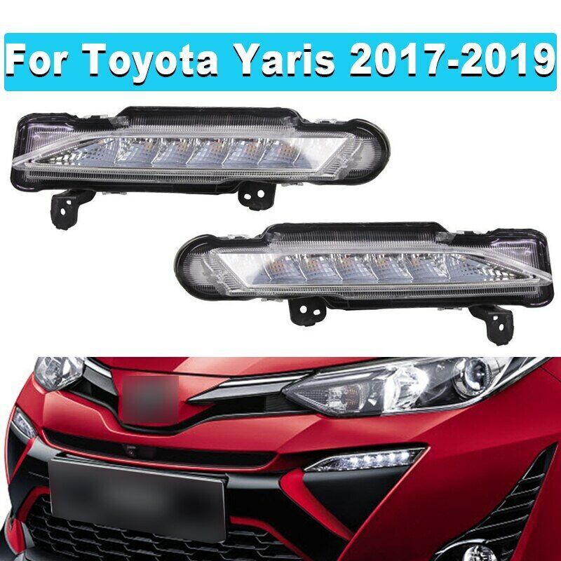 Pair front DRL Daytime Running Light Fog Light for Toyota Yaris 2017-2019