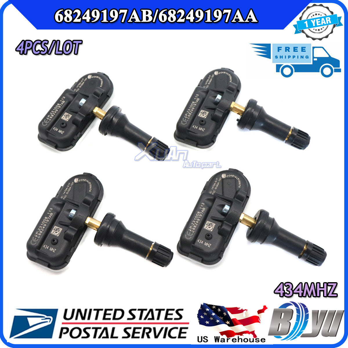 New Tire Pressure Sensor (TPMS) for Ram for Jeep Cherokee 2014-2021 68249197AA 4- v
