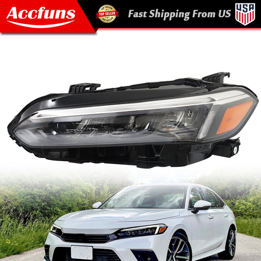 Suitable for 2022-2023 for Honda for Civic Sport Touring Left/Driver Headlight with Clear Lens LED - n