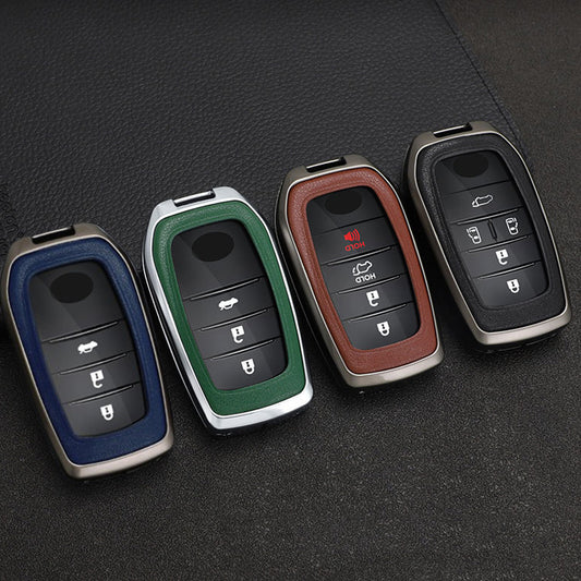 Zinc alloy leather remote control keychain protective case for Toyota Tenderra for Corolla Fortuner Q