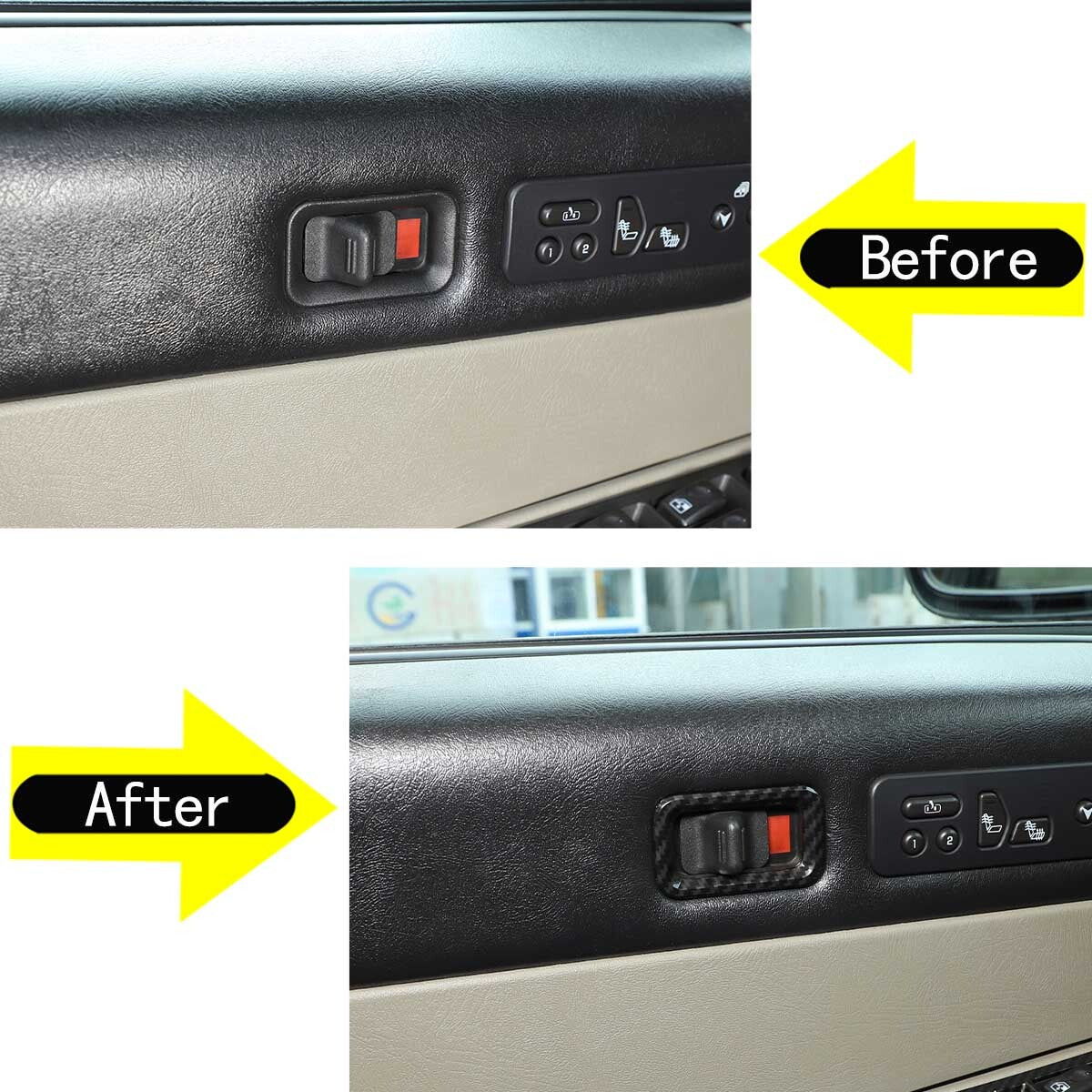 Car door safety lock switch frame decorative cover carbon ABS suitable for Hummer H2 2003-2007 n