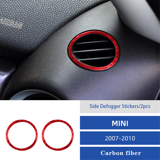 Red Interior Carbon Fiber Air Vent Outlet Trim Cover for BMW for MINI Cooper 2007-11