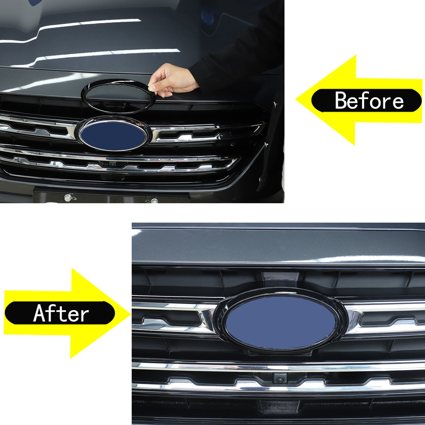 Glossy black front and rear badge logo trim 2-piece set for Subaru Outback 2022+- n