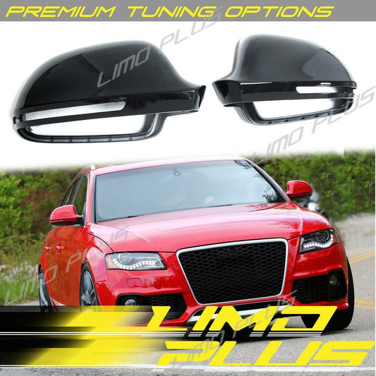 Smooth black mirror protective cover for for Audi A3 8P A4 B8 A5 A6 C6 Q3 with side assist v