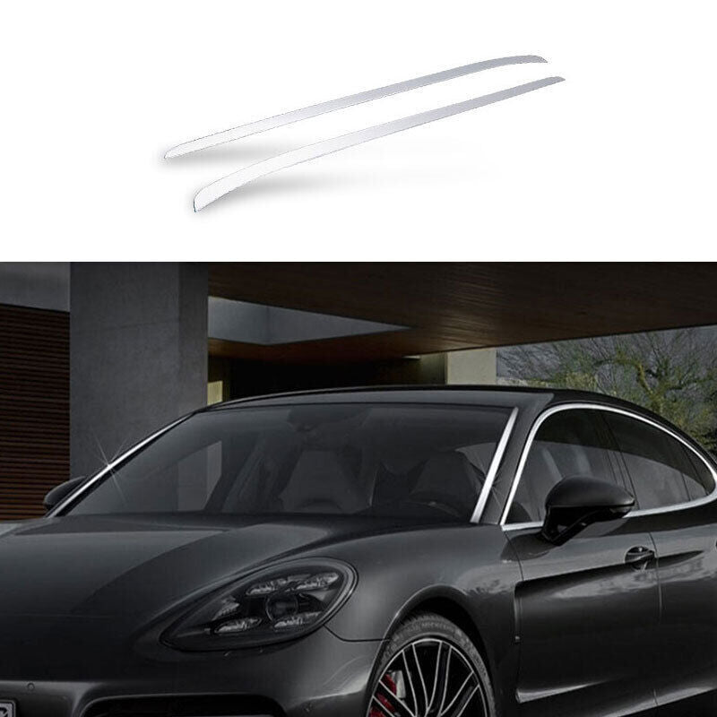 for Panamera 2017-2023 Silver Steel Front Windshield Both Side Decor 2X n