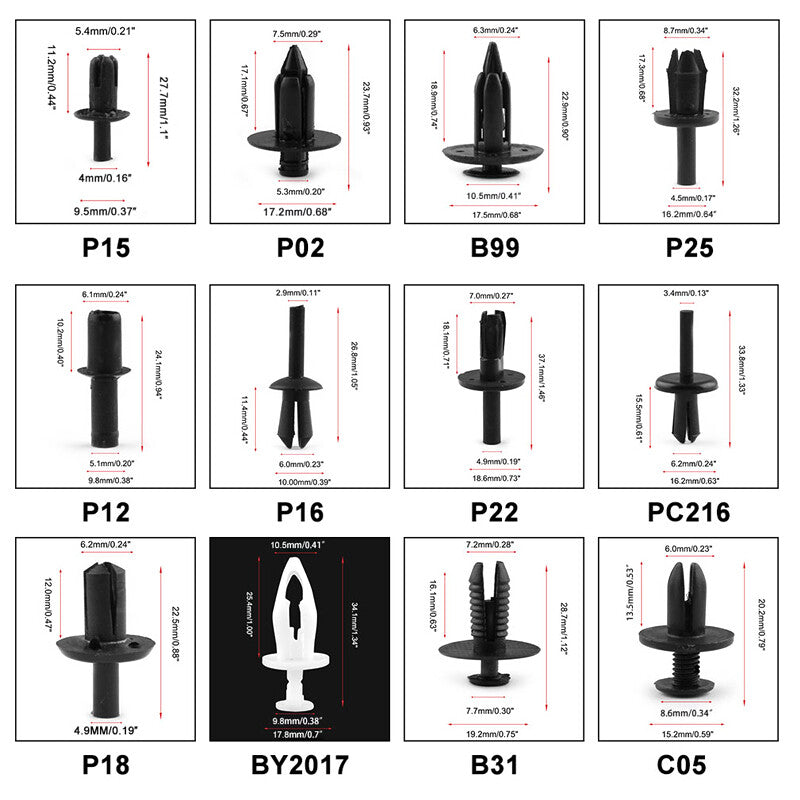 350 Clip Car Body Door Rivet Decoration Fastener Screwdriver Makeup Remover Kit - n